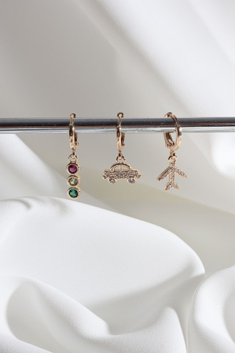 Vip Collectıon 3'Lü Gold Renk Halka Küpe