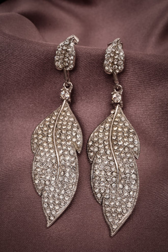 Taşlı Büyük Yaprak Küpe