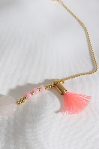 Pembe Taşlı Gold Renk Halhal