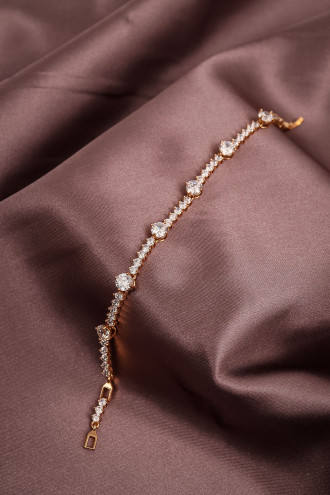 Zircon Taşlı Gold Renk Su Yolu Bileklik