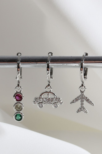 Vip Collectıon 3'Lü Gümüş Renk Halka Küpe