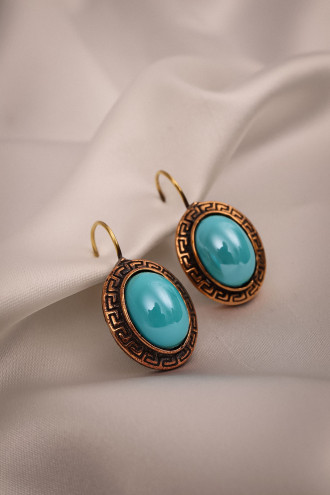 Mavi Taşlı Otantik Küpe