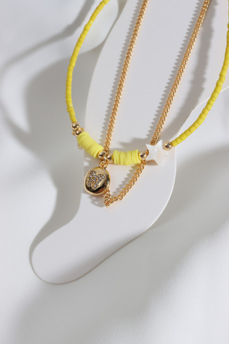 2'Li Gold Renk Kelebek Uçlu Sarı Boncuklu Halhal