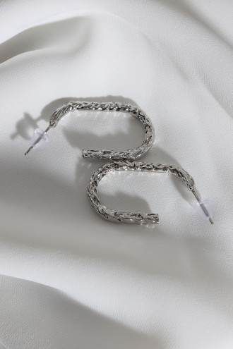 Vintage Gümüş Renk Oval Halka Küpe