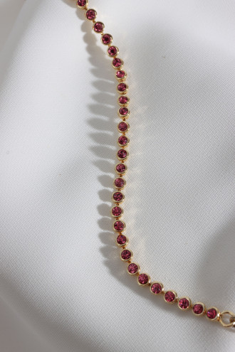 Gold Renk Pembe Taşlı Su Yolu Bileklik