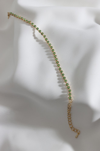 Gold Renk Yeşil Taşlı Su Yolu Bileklik