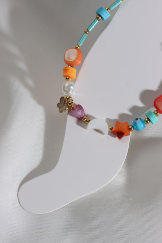 Yeşil Boncuklu Kelebek Uçlu Renkli Halhal