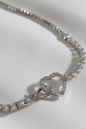 Sonsuzluk Ve Kalp Figürlü Asansörlü Gümüş Renk Su Yolu Bileklik