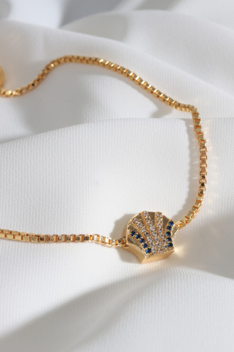 Deniz Kabuklu Asansörlü Gold Renk Bileklik