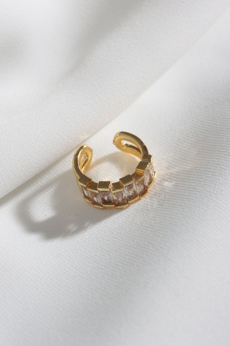 Baget Taşlı Gold Renk Tekli Sıkıştırmalı Kıkırdak Küpe