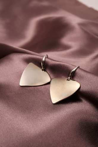 Üçgen Plaka Gümüş Renk Küpe