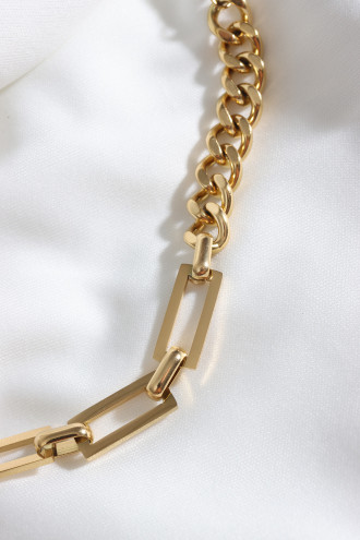 Çelik Zincir Detay Gold Renk Bileklik