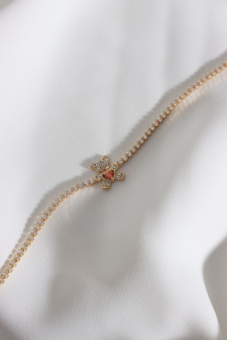 Ayıcık Figürlü Zircon Taşlı Gold Renk Suyolu Bileklik