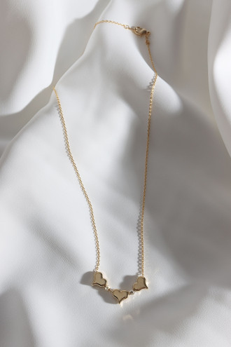 3 Kalp Gold Renk Zincir Kolye