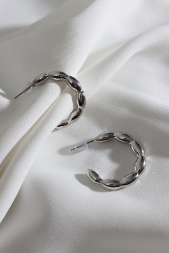 Vintage Gümüş Renk Halka Küpe