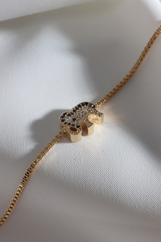 Zircon Taşlı Fil Figür Gold Renk Bileklik