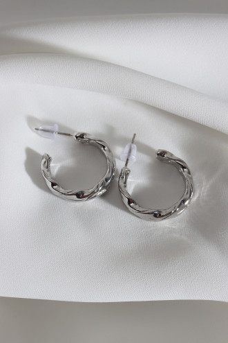 Vintage Gümüş Renk Halka Küpe