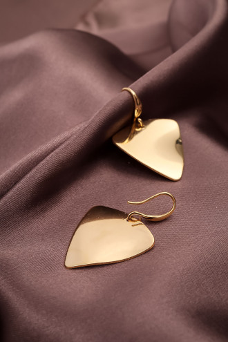 Üçgen Plaka Gold Renk Küpe