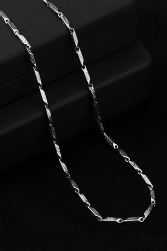 Erkek Çelik Köşeli Zincir Gümüş Renk Kolye Erkek Çelik Köşeli Zincir Gümüş Renk Kolye