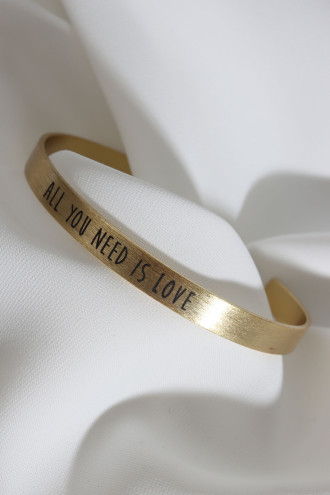 All You Need Is Love Yazılı Gold Renk Kararmaz Vip Bileklik