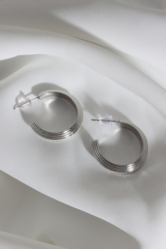 Vintage Gümüş Renk Halka Küpe