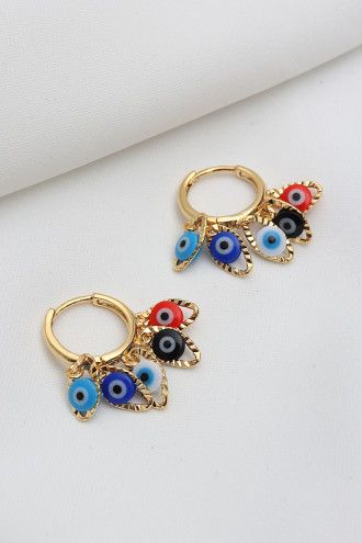 Renkli Nazar Boncuklu Gold Renk Shakira Küpe Renkli Nazar Boncuklu Gold Renk Shakira Küpe