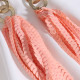 Pembe Pul Sallantılı Gold Renk Küpe