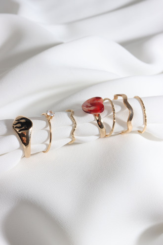 7 Adet Gold Renk Çoklu Yüzük Seti 7 Adet Gold Renk Çoklu Yüzük Seti