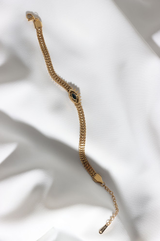 Zincir Göz Figürlü Gold Renk Çelik Bileklik Zincir Göz Figürlü Gold Renk Çelik Bileklik