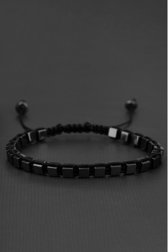 Antrasit Kare Ip Örmeli Asansörlü Erkek Bileklik