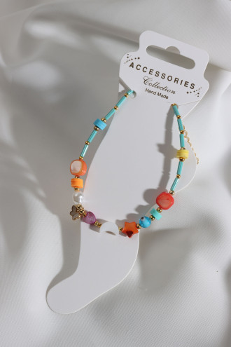 Yeşil Boncuklu Kelebek Uçlu Renkli Halhal