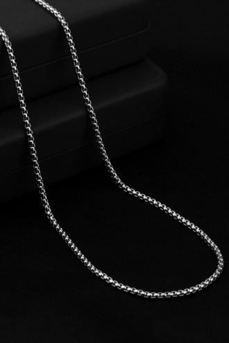 Gümüş Renk Örme Erkek Çelik Zincir Kolye Gümüş Renk Örme Erkek Çelik Zincir Kolye