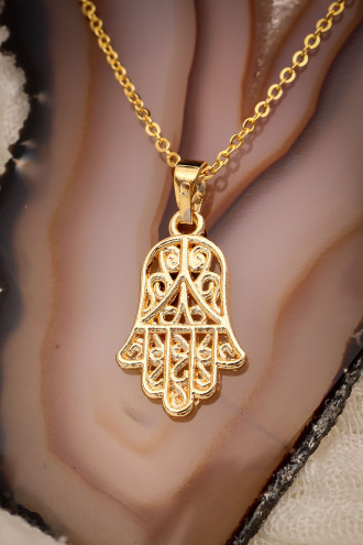 Gold Renk Fatma Ana Eli Kolye