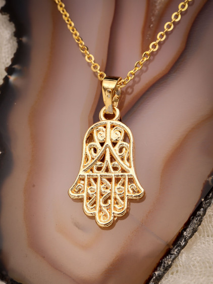 Gold Renk Fatma Ana Eli Kolye