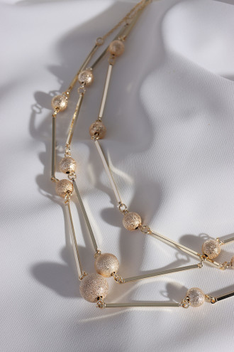 Parlak 5 Toplu 3'Lü Gold Renk Kolye