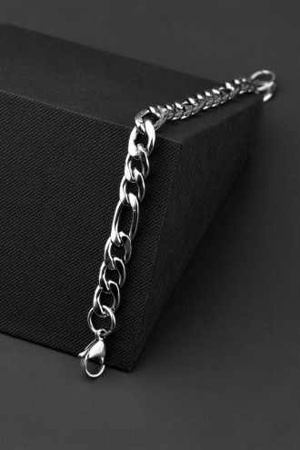 Gümüş Renk Çelik Erkek Zincir Bileklik