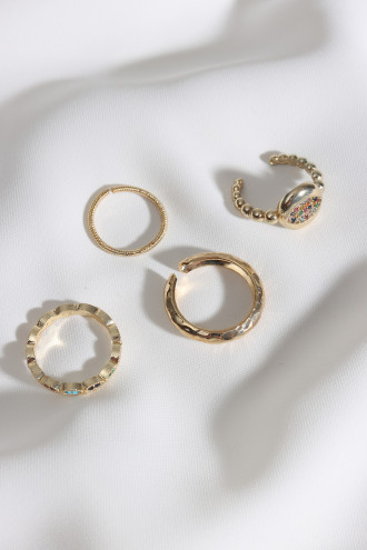 4Lü Gold Renk Yüzük Seti