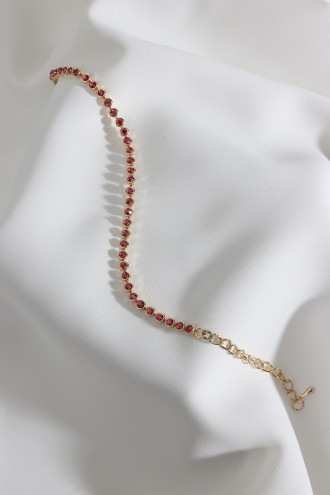 Gold Renk Pembe Taşlı Su Yolu Bileklik