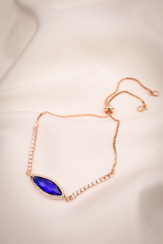 Oval Lacivert Taşlı Asansörlü Rose Bileklik Oval Lacivert Taşlı Asansörlü Rose Bileklik