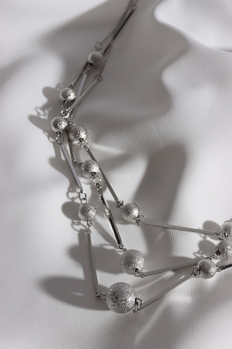 Parlak 5 Toplu 3'Lü Gümüş Renk Kolye