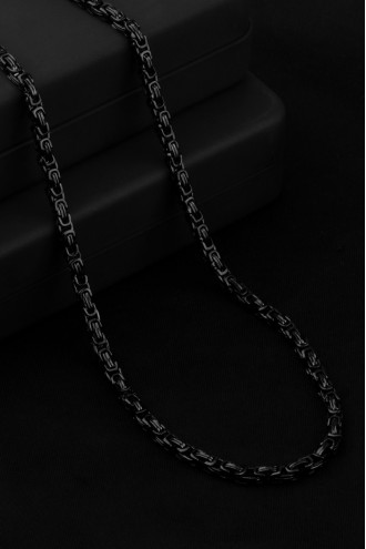 Siyah Erkek Kral Zincir Kolye Çelik