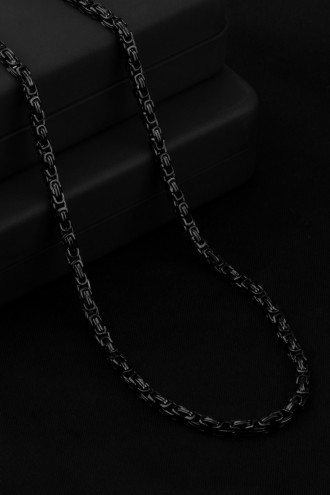 Siyah Erkek Kral Zincir Kolye Çelik Siyah Erkek Kral Zincir Kolye Çelik