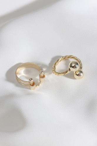 2'Li Gold Renk Yüzük Seti