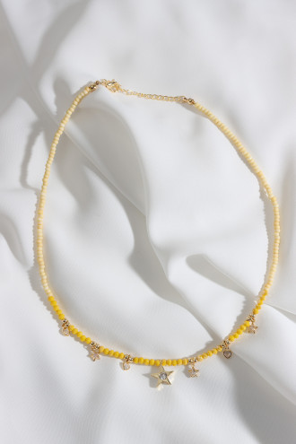 Yıldız Uçlu Sarı Boncuk Kolye Yıldız Uçlu Sarı Boncuk Kolye
