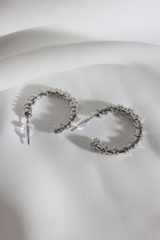 Vintage Gümüş Renk Halka Küpe