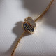 Beyaz-Lacivert Zircon Taşlı Ayak Figür Gold Renk Bileklik