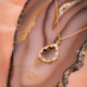 Oval Baget Taşlı Gold Renk Kolye