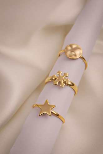 Kar Tanesi 3'Lü Gold Renk Yüzük