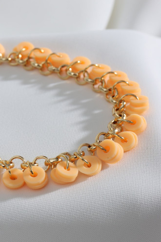 Turuncu Fimo Boncuklu Gold Renk Bileklik