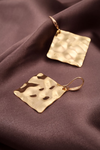 Desenli Gold Renk Plaka Küpe